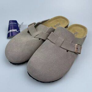 Birkenstock Clog Taupe Suede Leather Size Eur 38 Sandals Schmale weite narrow